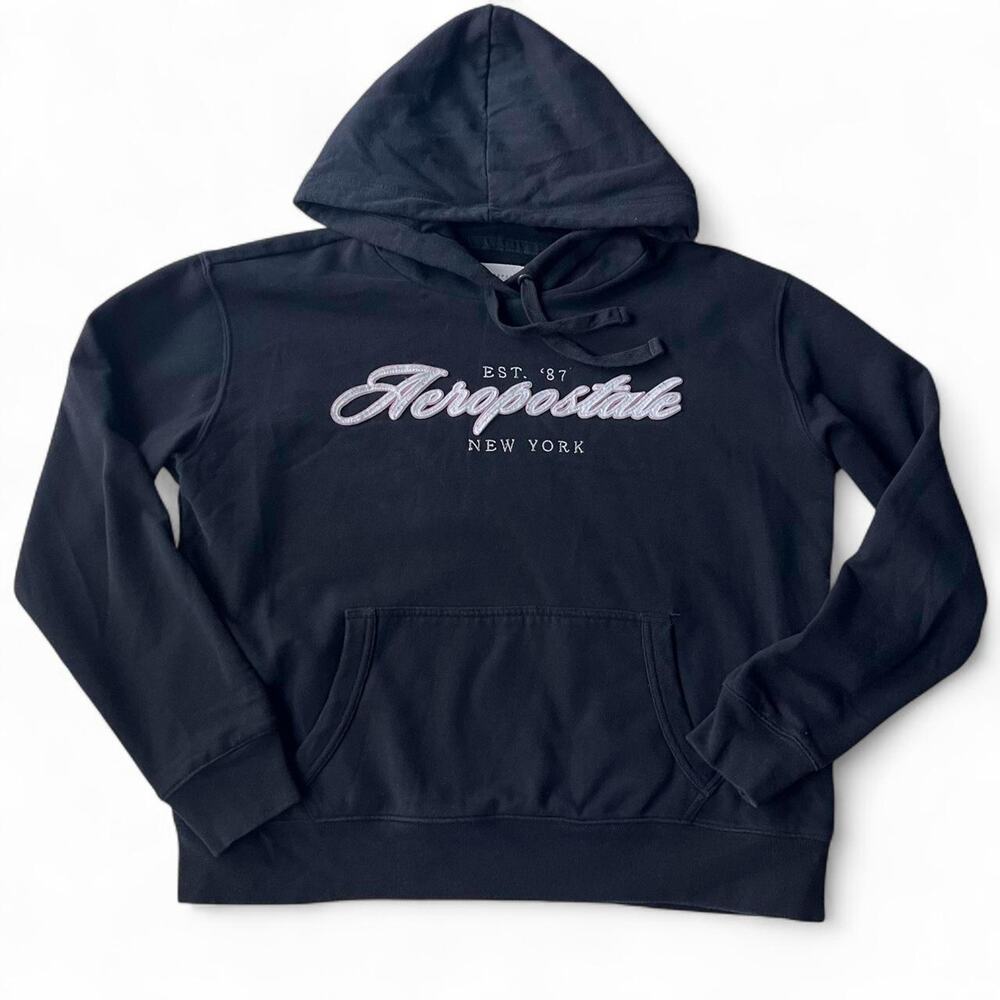 Aeropostale Black Embroidered Logo Hoodie XL.